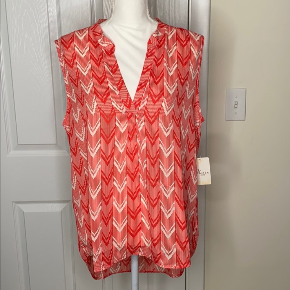 Red & Tan Arrow High Low Tank Top